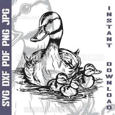 Duck with Ducklings SVG laser ready files - 3DWave.us